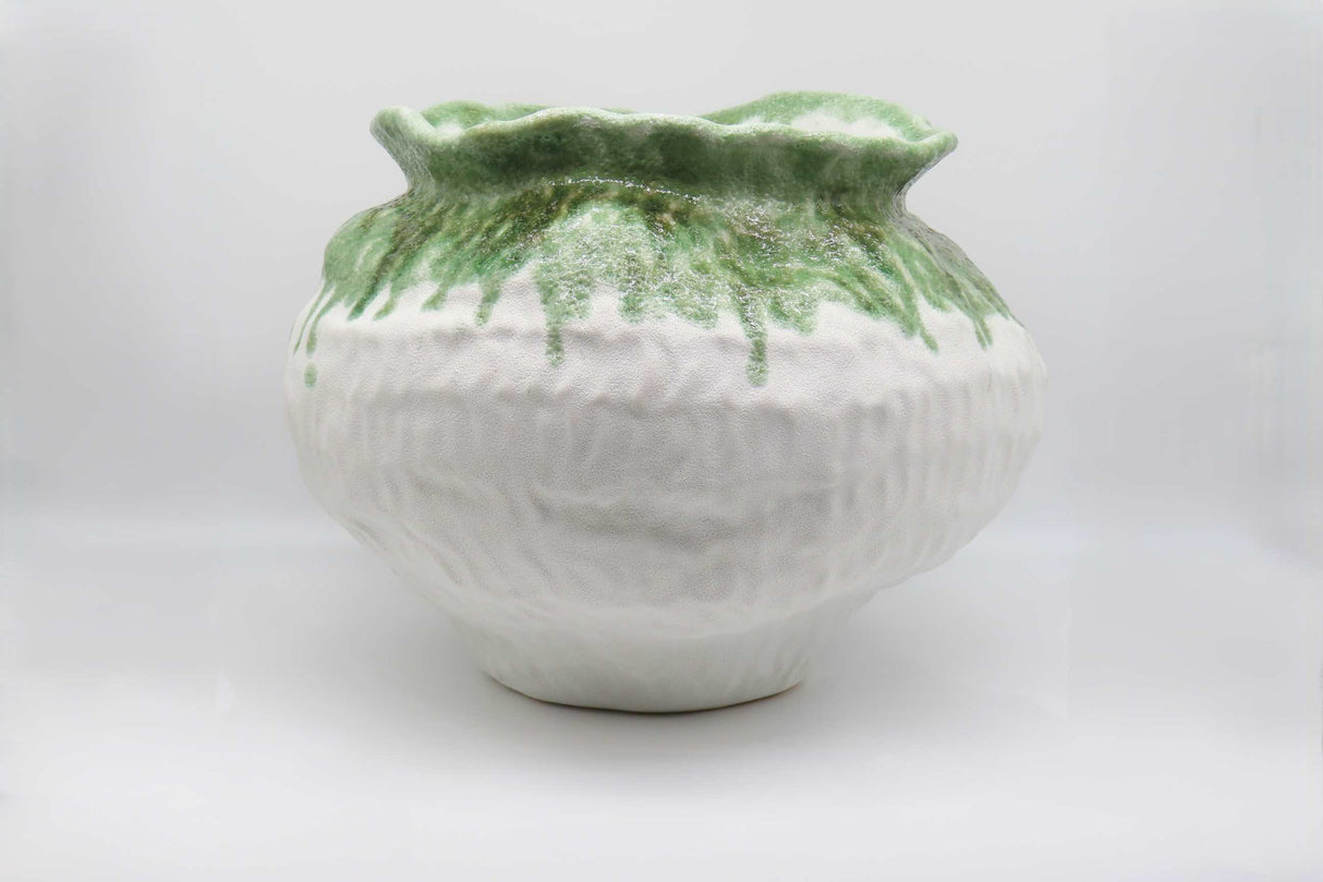BONTURI CASA HOME DECORATION Orcio Grande H 21 Cm 39 x 39 Cm Cerámica Lava White Green