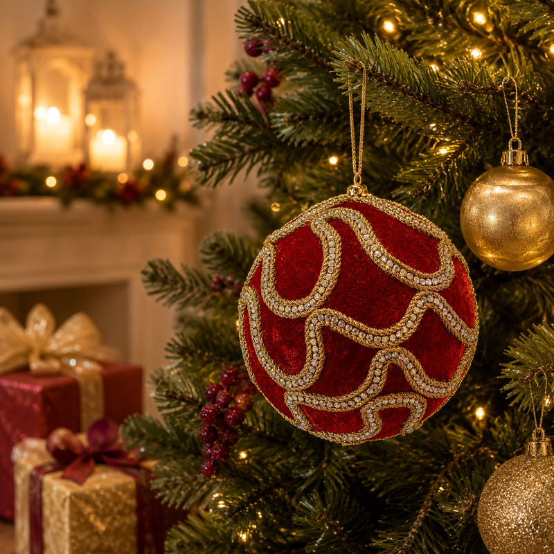 EDG Enzo De Gasperi Adorno Navidad Bola Decogemme D 12 Cm Rojo Oro 1 Uds