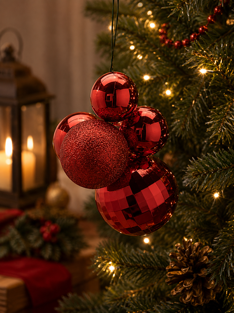 EDG Enzo De Gasperi Adorno Navideño Racimo MirrorMix 5 Uds Rojo