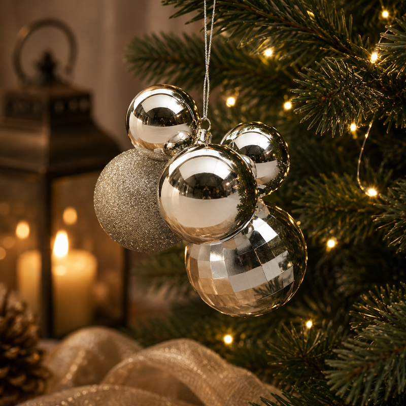 EDG Enzo De Gasperi Adorno Navideño Racimo MirrorMix 5 Uds Champagne