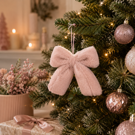 Decoración Lazo de Navidad Peluche EDG Enzo De Gasperi 16 x 22 Cm Rosa Claro