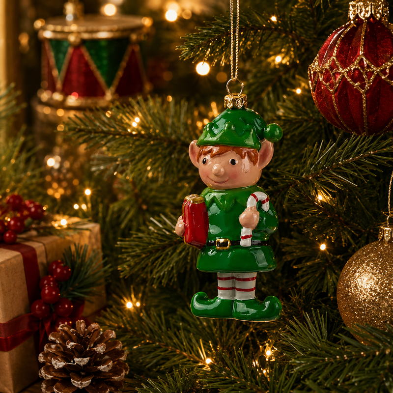 EDG Enzo De Gasperi Adorno Navidad Elfo H 12,5 Cm L 4 Cm L 6 Cm Verde Mix