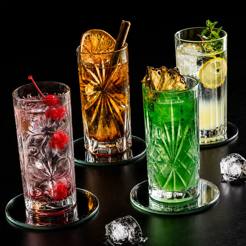 RCR Cristalleria Italiana Mixology - Juego HB de 4 Vasos Tipo Long Drink en Cristal