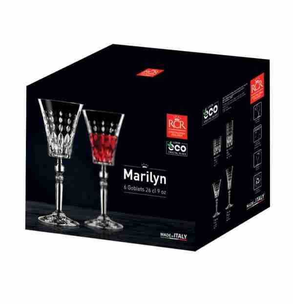 RCR Cristalleria Italiana Marilyn - 2 - Set de 6 Copas de Vino en Cristal