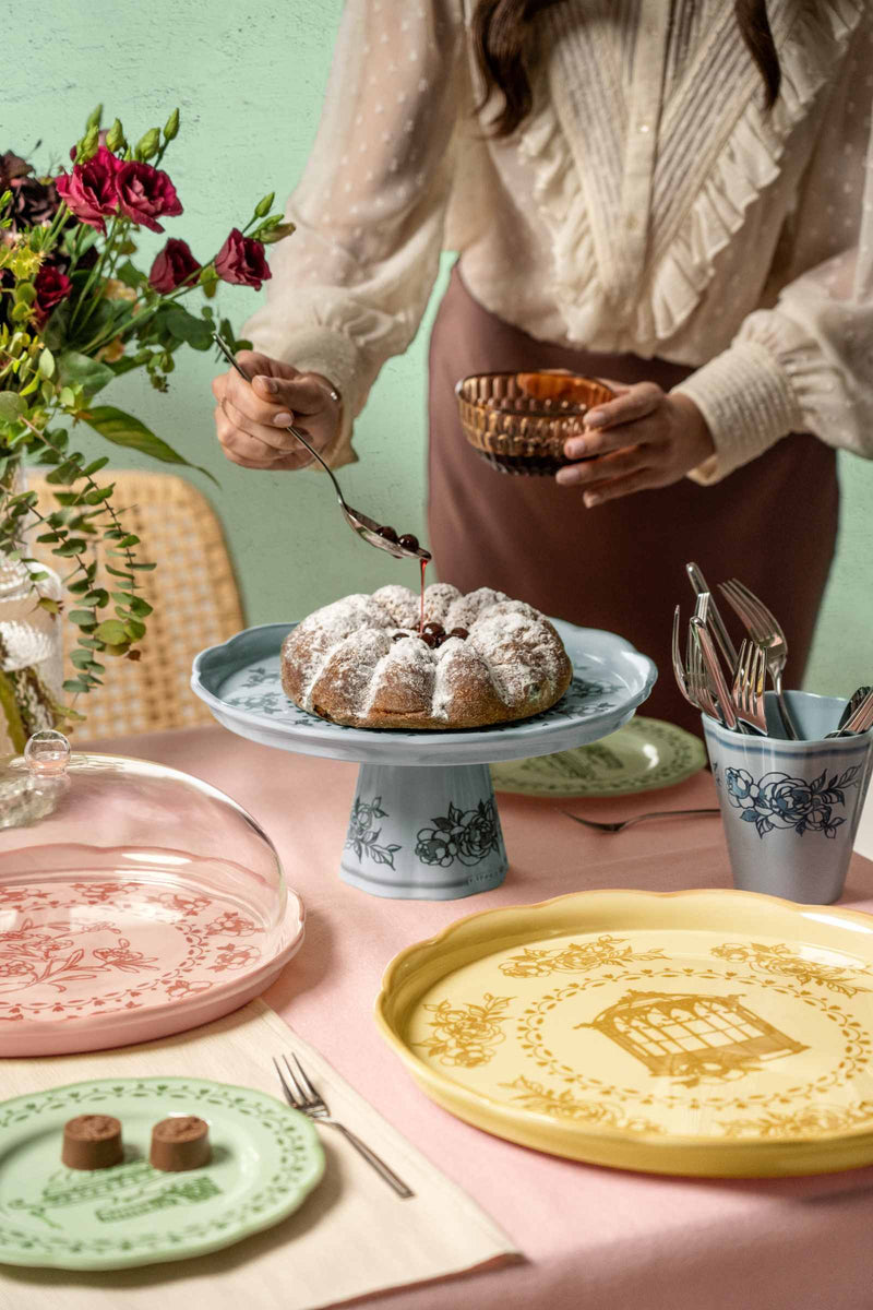 guzzini guzzini alzata con campana melamina josephine d 304 cm table decor rosa polvere ean 8008392388357
