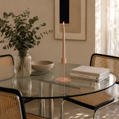 Candelabro Metal Rosa Tono Su Tono