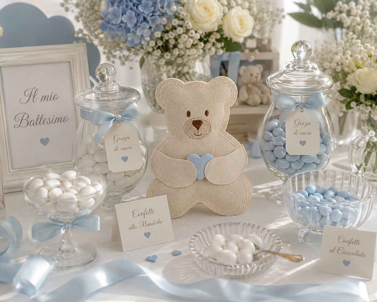Cupido&Co. Bolsita Osito Corazón Azul 100 x 135 Mm Beige 12 Pz