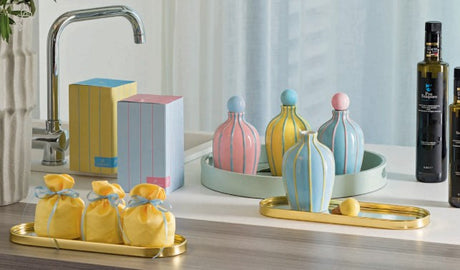 Cupido&Co. Oliera Rosa Righe con Scatola D 9,5 Cm H 16,5 Cm