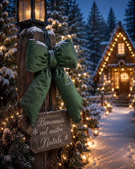 EDG Enzo De Gasperi Lazo Navideño con Brillantes H30x20 cm Verde Oscuro – Decoración Navideña
