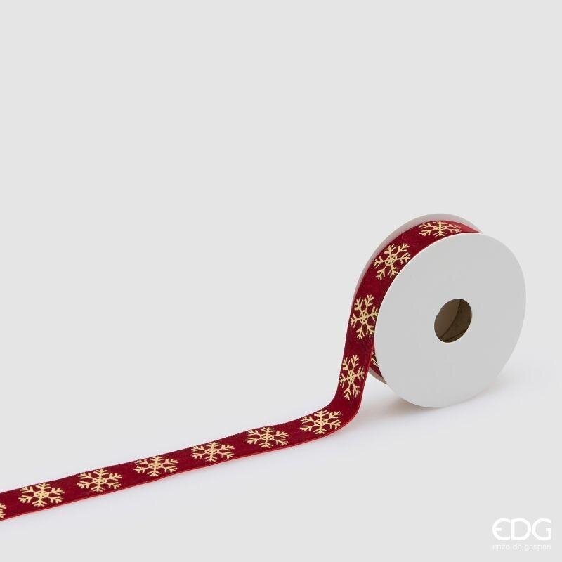 EDG Enzo De Gasperi Set 8 Nastri Merry Christmas H2,5 cm x 3 m Rosso Oro – Decorazioni Natalizie