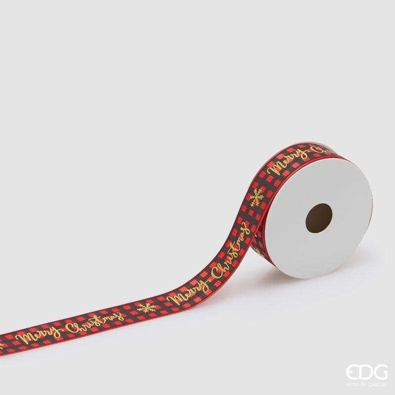 EDG Enzo De Gasperi Set 8 Nastri Merry Christmas H2,5 cm x 3 m Rosso Oro – Decorazioni Natalizie
