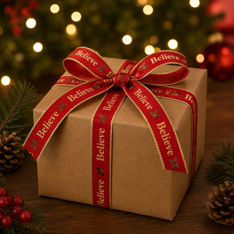 EDG Enzo De Gasperi Set 8 Cintas Merry Christmas H2,5 cm x 3 m Rojo Oro – Decoraciones Navideñas