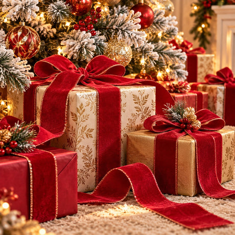 EDG Enzo De Gasperi Nastro in Velluto Rosso 8,9 cm x 10 m – Decorazione di Natale