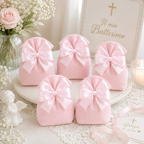Creaciones para Enzo Saquito Bombonera Colorado 13X11 Cm Portaconfites Rosa Cf 10 Pz
