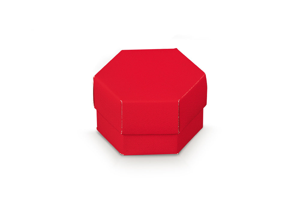 Scotton Caja Hexágono 60 x 40 Mm con Divisor Lino Rojo 10 Uds