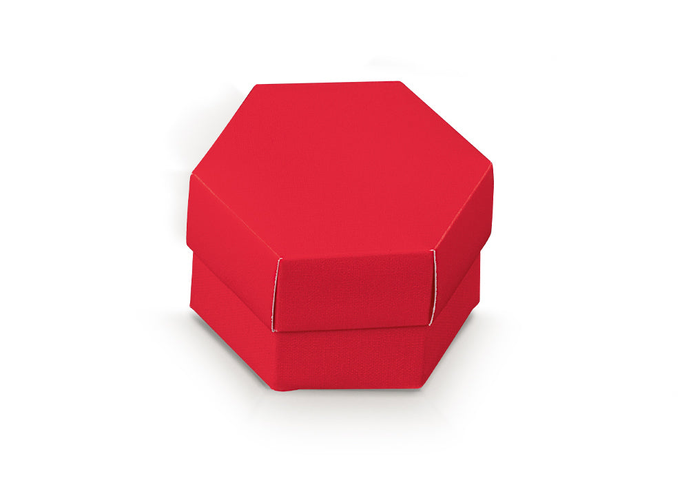 Scotton Caja Hexágono 80 x 55 Mm con Divisor Lino Rojo 10 Uds