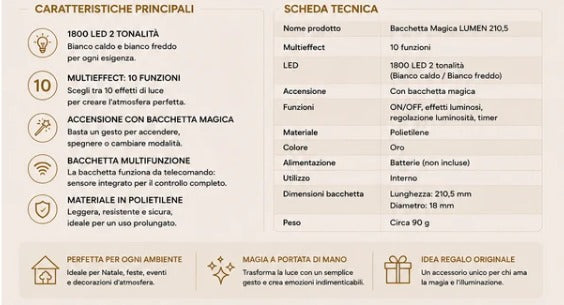 EDG Enzo De Gasperi Telecomando Magic Wand Bacchetta Magica L36 cm 3V – Comando para Árbol de Navidad