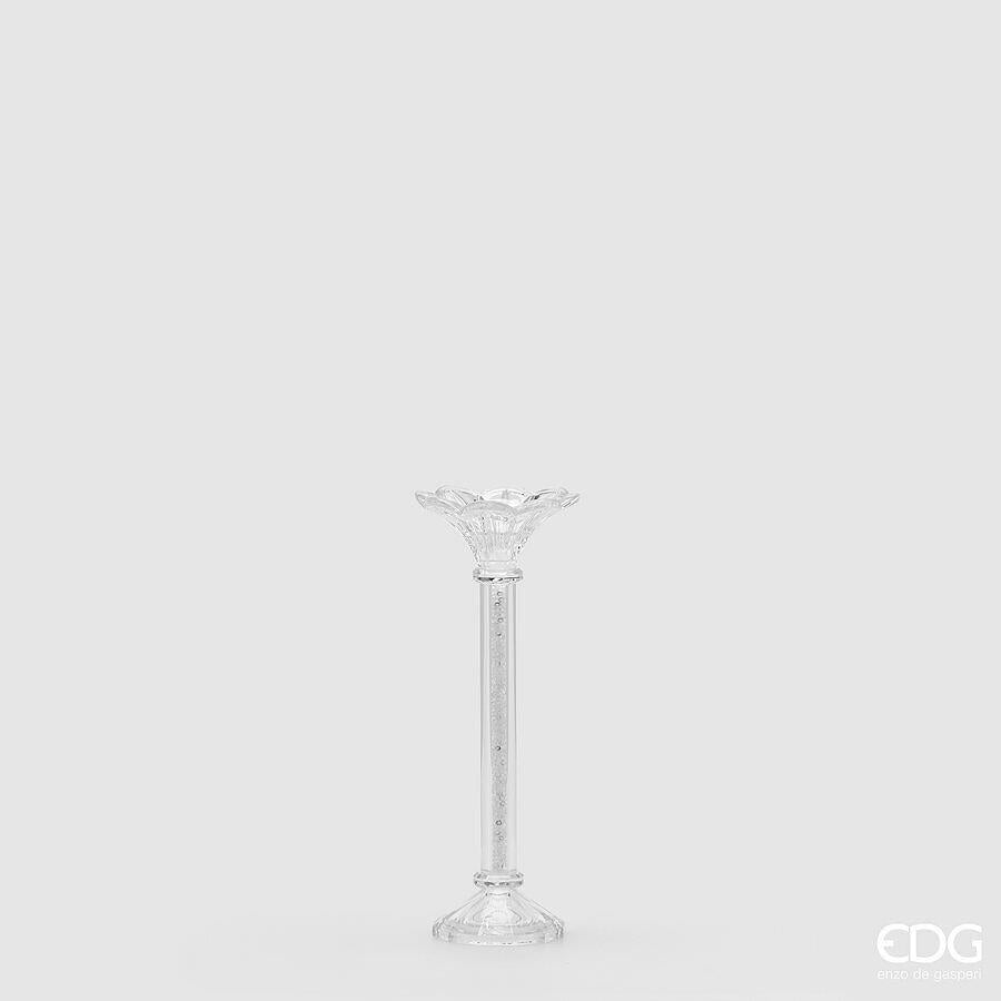 EDG Enzo De Gasperi Portavelas Crystal Fiore A 30 Cm D 9 Cm Natural Transparente