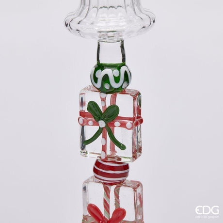 EDG Enzo De Gasperi Portavelas Pacchi Green Pink H18,5 Ø7,5 cm – Decoración de Navidad