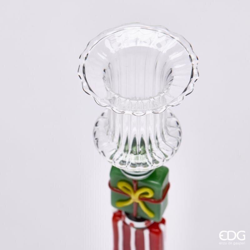 EDG Enzo De Gasperi Portavelas Pacchi Green Red H22 Ø7,5 cm – Decoración de Navidad