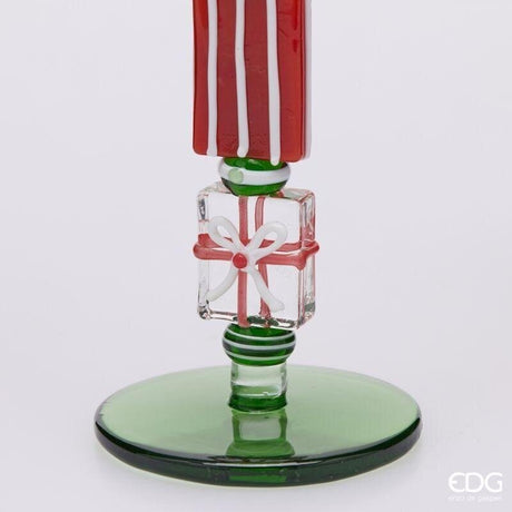 EDG Enzo De Gasperi Portavelas Pacchi Green Red H22 Ø7,5 cm – Decoración de Navidad