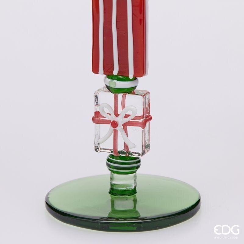 EDG Enzo De Gasperi Portavelas Pacchi Green Red H22 Ø7,5 cm – Decoración de Navidad