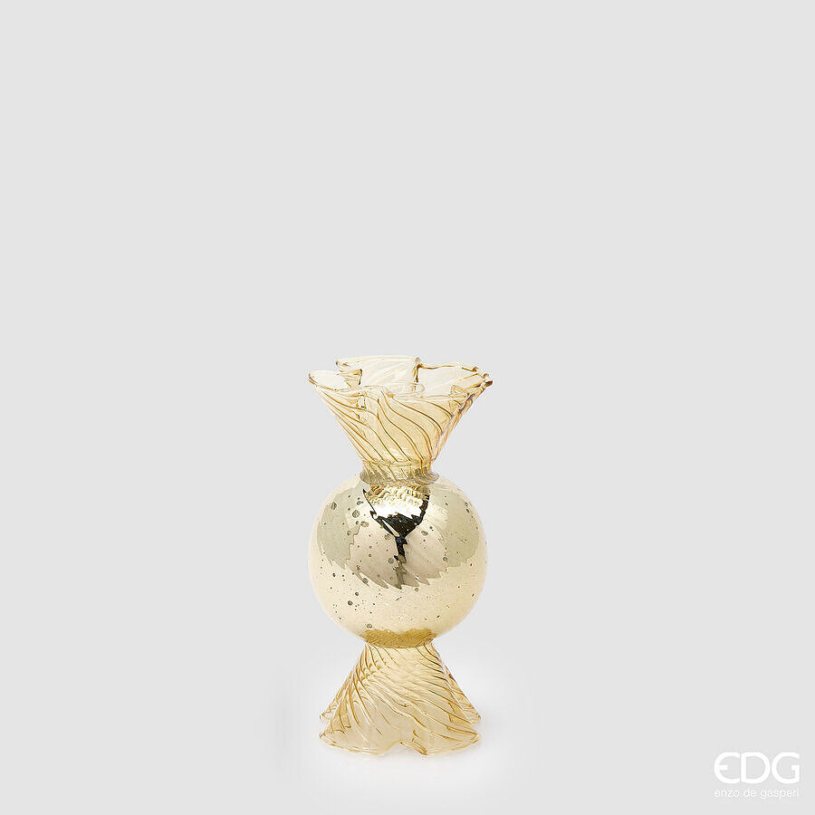 EDG Enzo De Gasperi Portavelas Caramelo Gold H16 Ø8 cm – Decoración Navideña