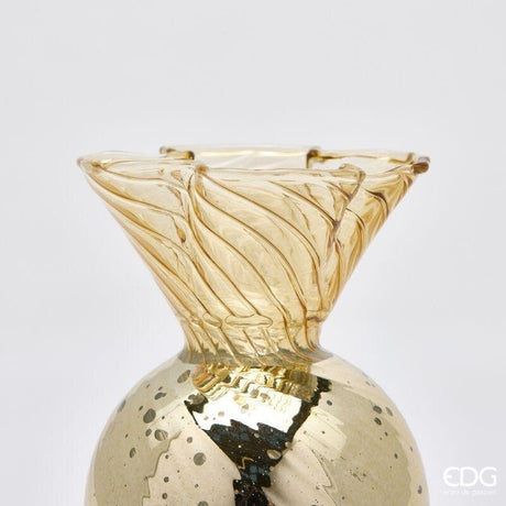 EDG Enzo De Gasperi Portavelas Caramelo Gold H16 Ø8 cm – Decoración Navideña