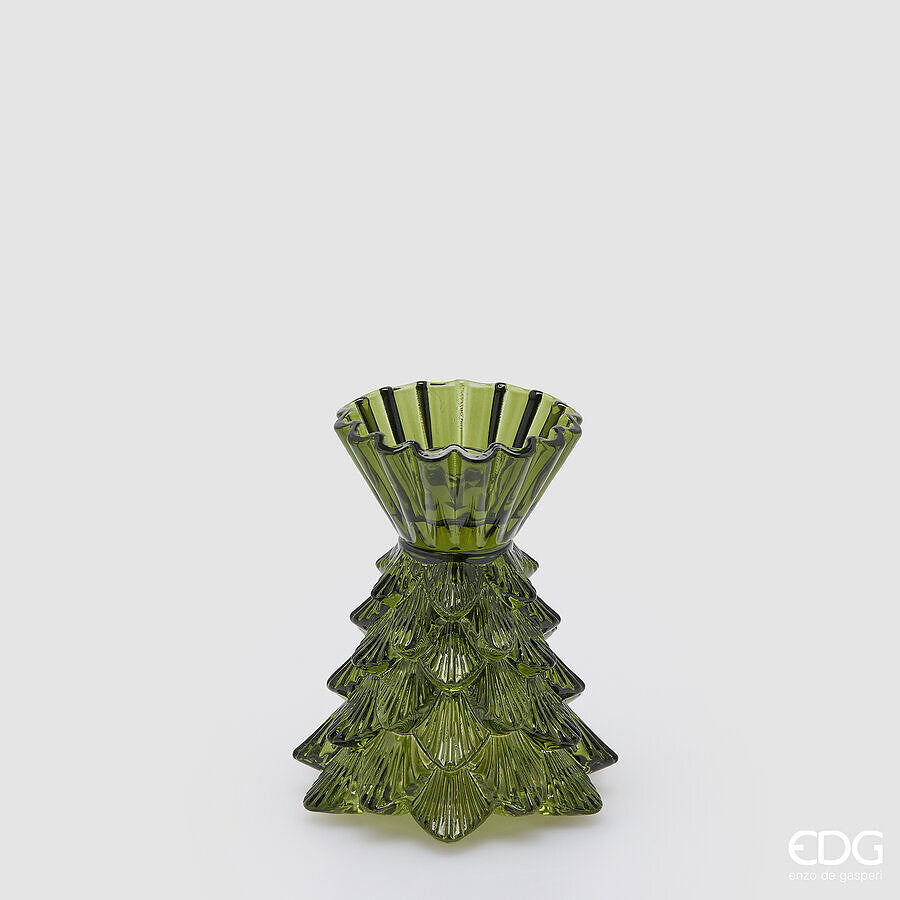 EDG Enzo De Gasperi Portavelas Pino Dark Green H14 Ø12 cm – Decoración Navideña