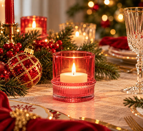 EDG Enzo De Gasperi Portacandela Anello Rosso H8 Ø7 cm – Decorazione di Natale