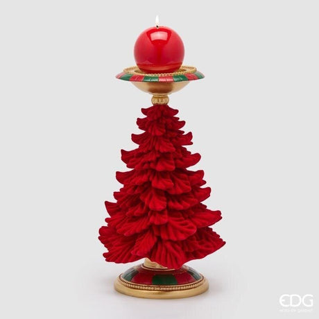 EDG Enzo De Gasperi Portavelas Pino Navideño H36 cm Verde Rojo – Decoración de Navidad