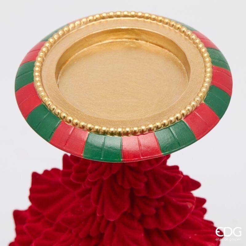 Portavela de Pino EDG Enzo De Gasperi Verde y Rojo H31 Ø19 cm – Decoración de Navidad