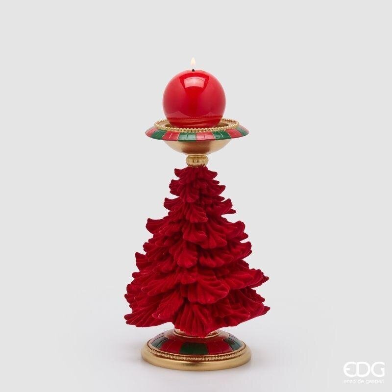 Portavela de Pino EDG Enzo De Gasperi Verde y Rojo H31 Ø19 cm – Decoración de Navidad