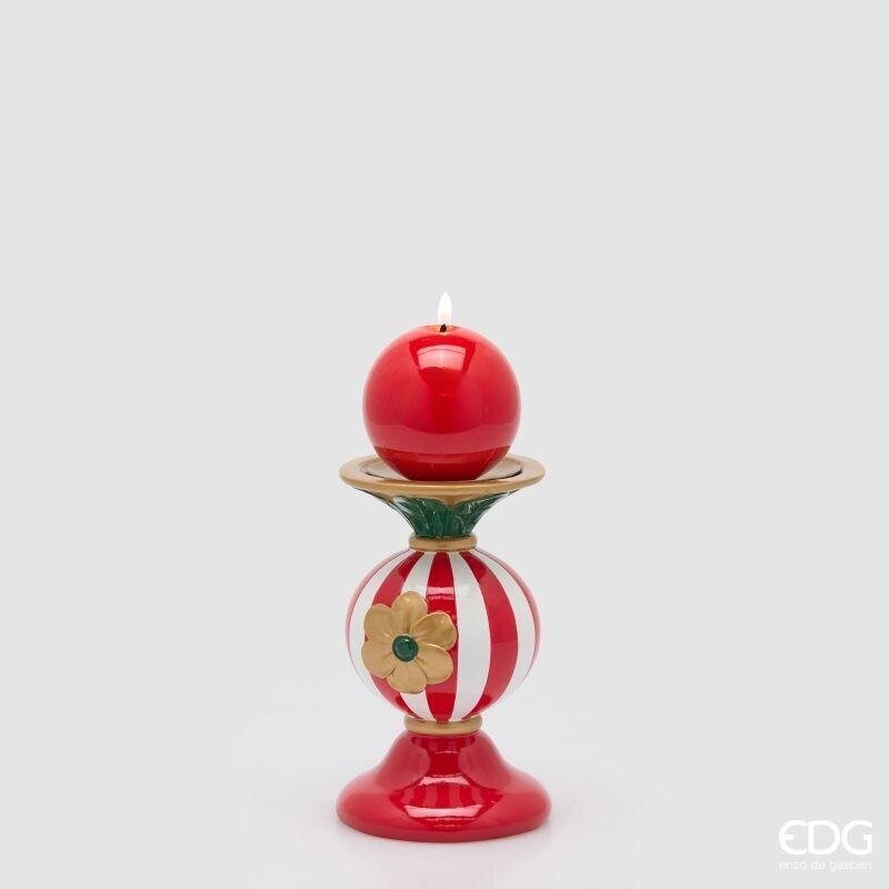 EDG Enzo De Gasperi Portacandela Sfera Natalizio H18 cm Verde Rosso – Decorazione di Natale