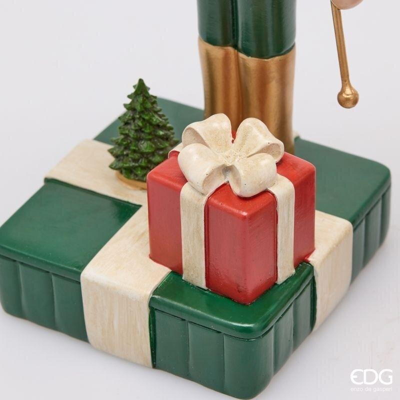 EDG Enzo De Gasperi Portacandela Soldatino Natalizio Green Red 10x10xH28 cm – 1 Pezzo Assortito
