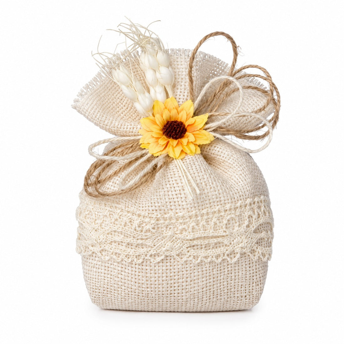 Creaciones para Enzo Saquito Arpillera Crema 12x8cm Caja 10 Uds Portaconfites