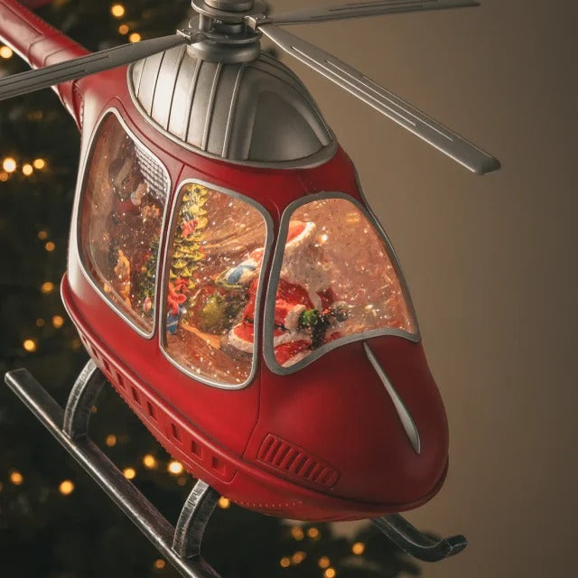 EDG Enzo De Gasperi Decoración Navideña Helicóptero Alt 23 Cm Long 47 Cm Anch 10,5 Cm Música Mov. Led Rojo