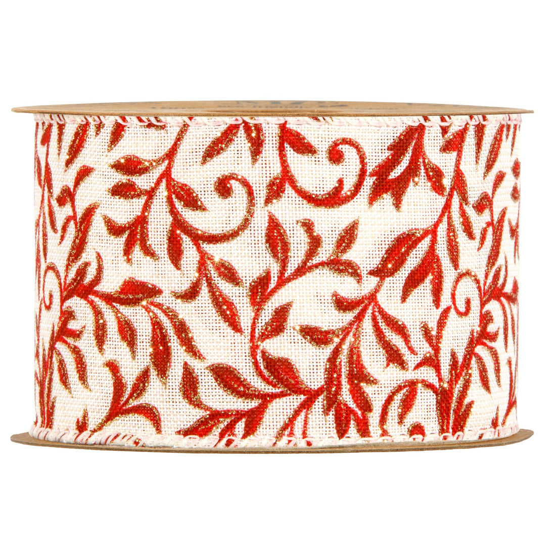 Piovaccari Cinta Navideña Red Arabesque Roja 63 mm x 10 m – Cinta Decorativa con Motivo Arabesco para Árbol de Navidad, Lazos y Envases de Regalo