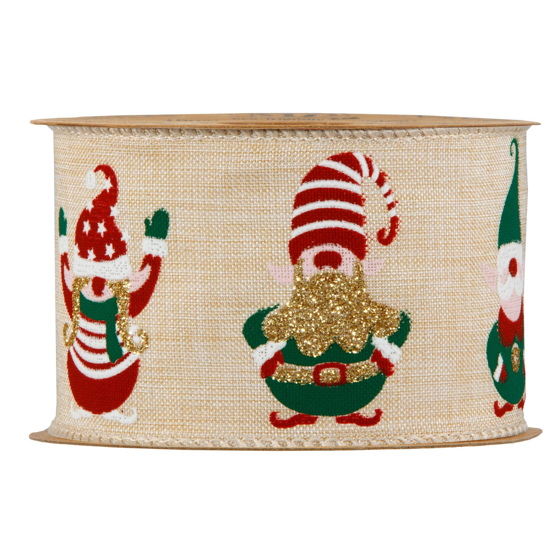 Piovaccari Cinta Navideña Elfs 63 mm x 10 m – Cinta Decorativa con Elfos de Navidad para Árbol, Lazos y Envoltorios de Regalo