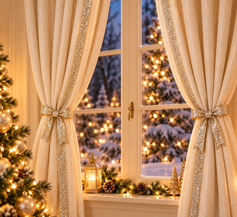 Piovaccari Cinta Desirée Champagne 25 mm x 10 m – Cinta Decorativa Navideña para Árbol de Navidad, Lazos y Envoltorios de Regalo
