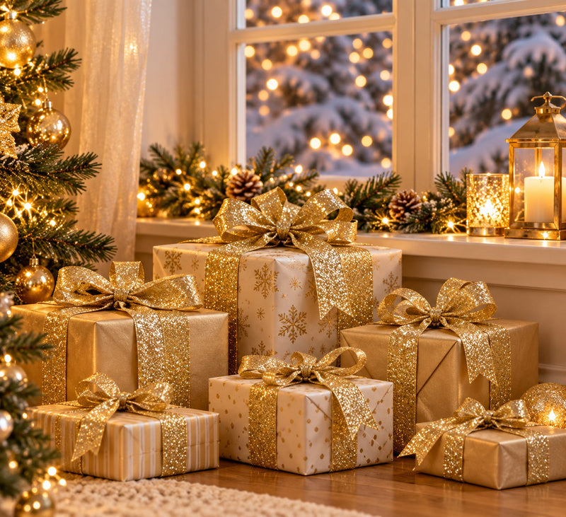 Piovaccari Cinta Desirée Gold Oro 63 mm x 10 m – Cinta Decorativa Navideña para Árbol de Navidad, Lazos y Envoltorios de Regalo