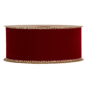 Piovaccari Cinta Double Sides Velvet & Glitter Rojo Oscuro 40 mm x 10 m – Cinta Navideña de Terciopelo y Glitter para Árbol de Navidad, Lazos y Envoltorios de Regalo