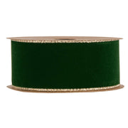 Piovaccari Cinta Double Sides Velvet & Glitter Verde Oscuro 40 mm x 10 m – Cinta Navideña de Terciopelo y Glitter para Árbol de Navidad, Lazos y Envoltorios de Regalo
