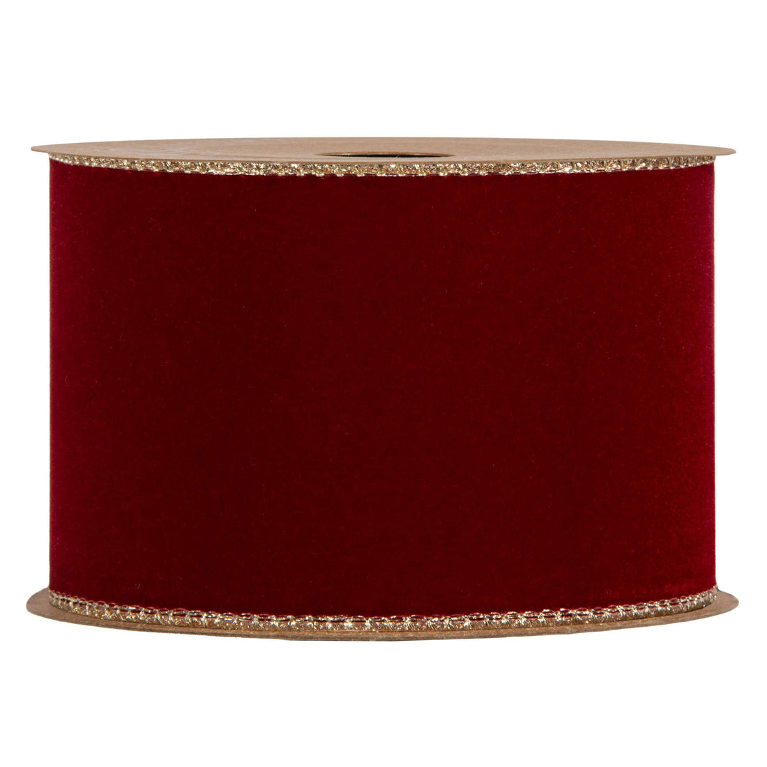 Piovaccari Cinta Double Sides Velvet & Glitter Rojo Oscuro 63 mm x 10 m – Cinta Navideña de Terciopelo y Glitter para Árbol de Navidad, Lazos y Envoltorios de Regalo