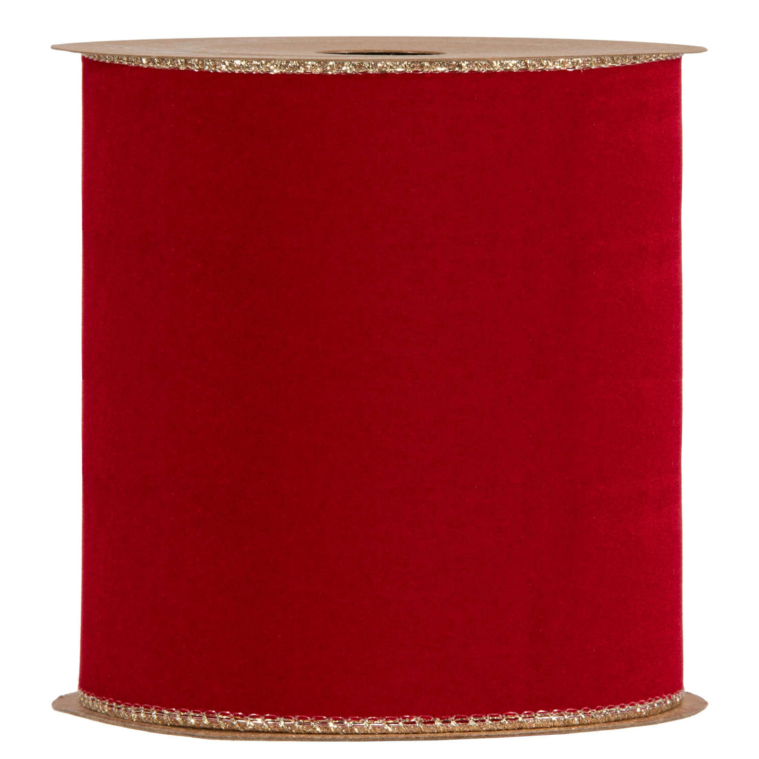 Piovaccari Cinta Double Sides Velvet & Glitter Rojo 100 mm x 10 m – Cinta Navideña de Terciopelo y Glitter para Árbol de Navidad, Lazos y Envoltorios de Regalo