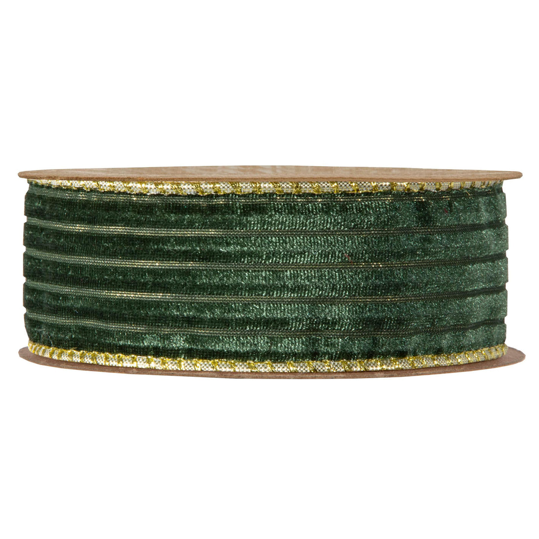 Piovaccari Cinta Velvet Stripes Verde Oscuro 40 mm x 10 m – Cinta Navideña de Terciopelo a Rayas para Árbol de Navidad, Lazos y Envoltorios de Regalo