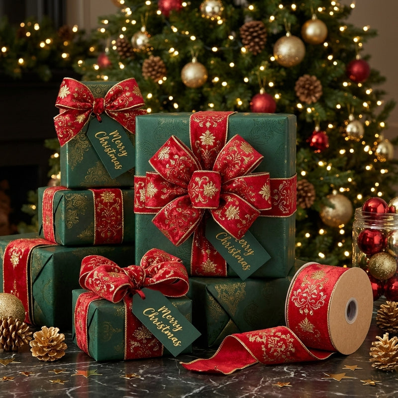 Piovaccari Cinta Lilibeth Rojo 100 mm x 10 m – Cinta Decorativa Navideña para Árbol de Navidad, Lazos y Envoltorios de Regalo