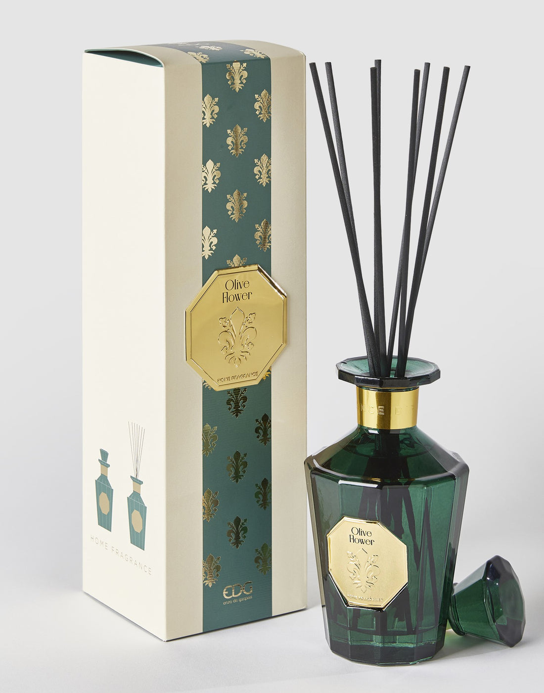 EDG Enzo De Gasperi Difusor Botella Goldlily H 21 Cm 500 Ml + Varillas Olive Flower