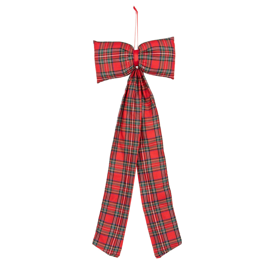 Piovaccari Scottish Bow Lazo Navideño Escocés Rojo 30xH80 cm – Lazo Decorativo para Árbol de Navidad, Puertas, Guirnaldas y Adornos Navideños
