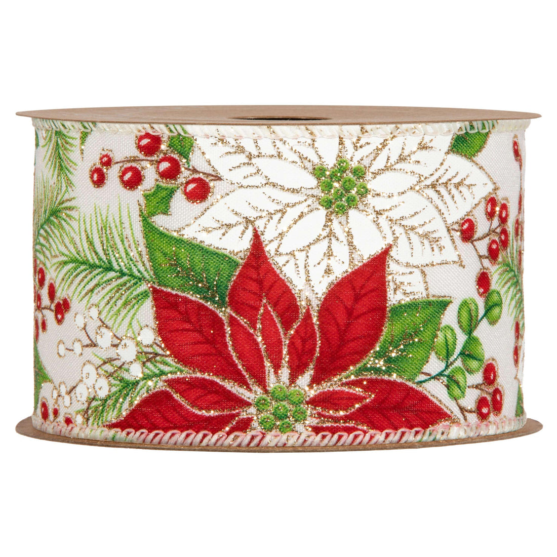 Piovaccari Cinta Flor de Pascua 63 mm x 10 m – Cinta Decorativa Navideña con Motivo de Flor de Pascua para Árbol, Lazos y Envoltorios de Regalo